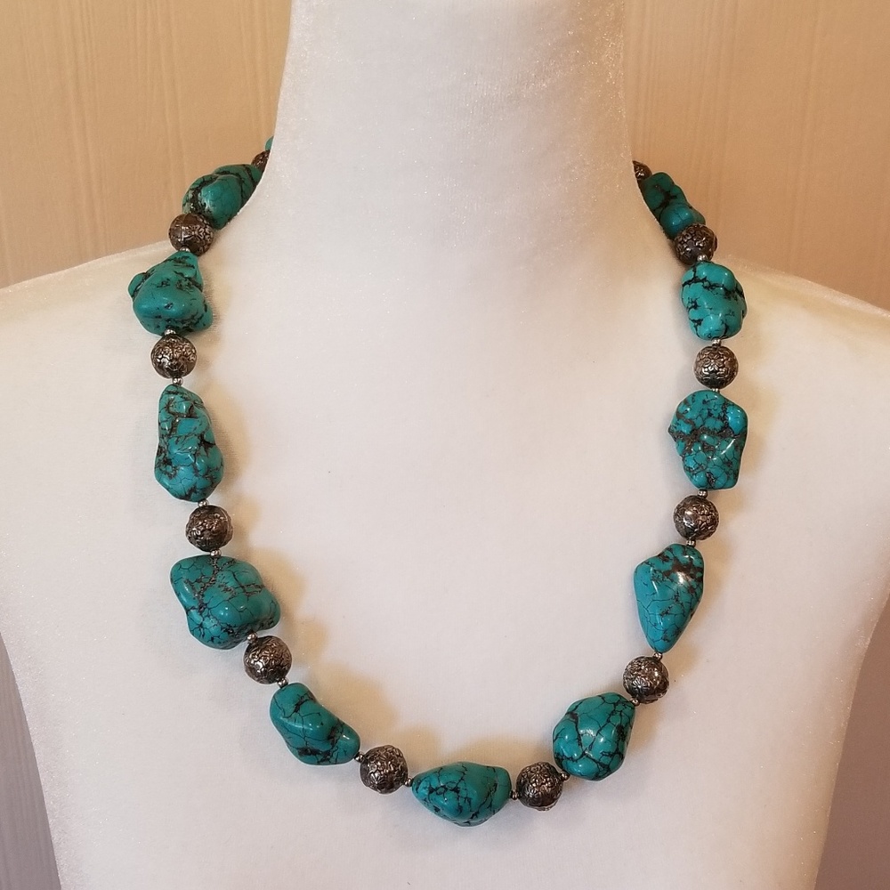 Turquoise and sterling silver necklace